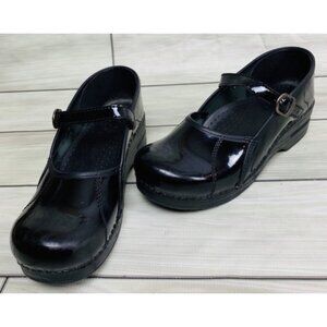 DANSKO Marcelle Mary Jane Clog Shoes in Black Patent Leather Goth - Size US 10
